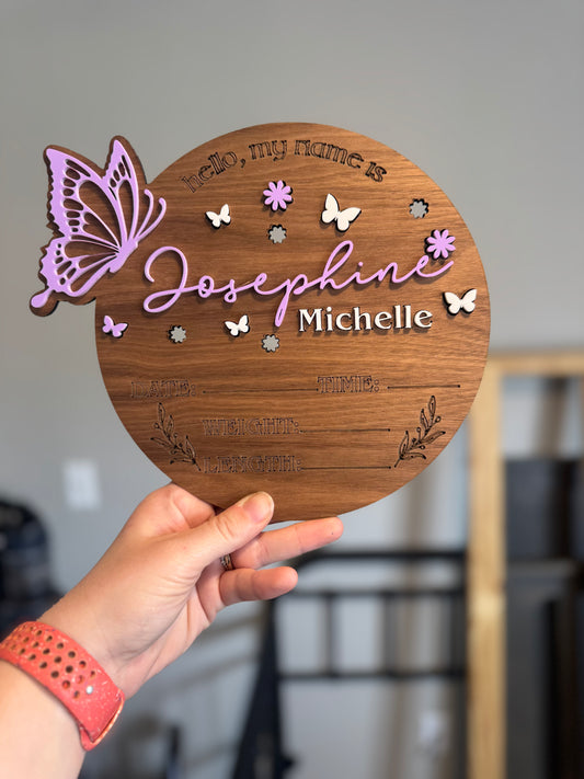 Butterfly Birth Announcement Sign